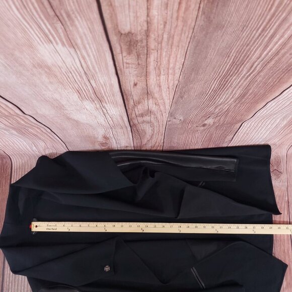 Spanx Womens Small Drape Front Jacket Very Black Convertible Faux Leather 50176R - Picture 16 of 16